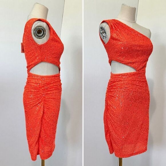 NWT Sho Side-Cutout Sequin Bodycon Dress Sz 2 Party Cocktail Prom Homecoming - Picture 3 of 10
